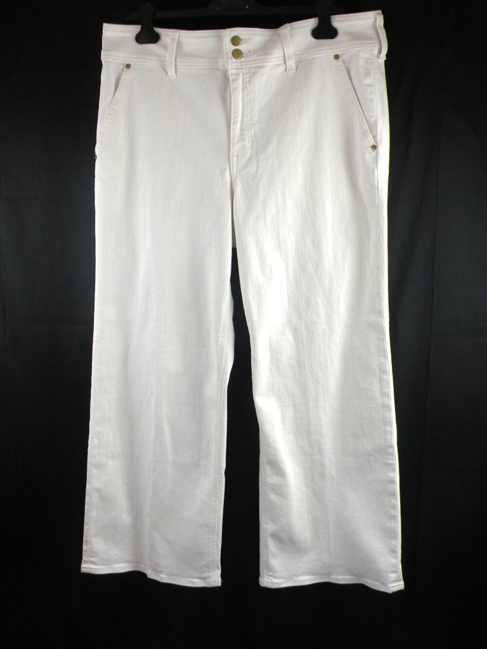 NWT J Crew Wide Leg Crop Jeans White Stretch Coastal Nautical 36" Waist